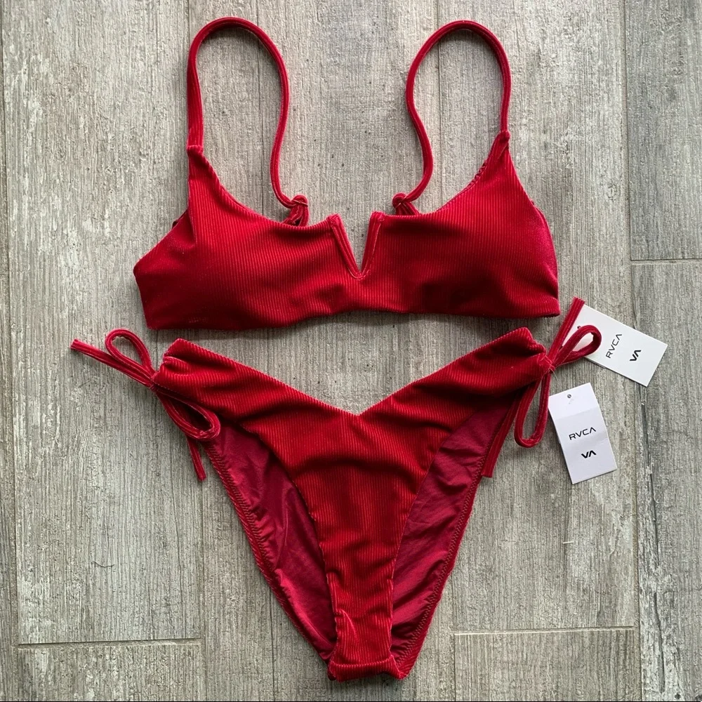 🔥🔥RVCA - KNOCK OUT V WIRE V HIGH-RISE BIKINI SET🔥🔥 - Picture 3 of 8
